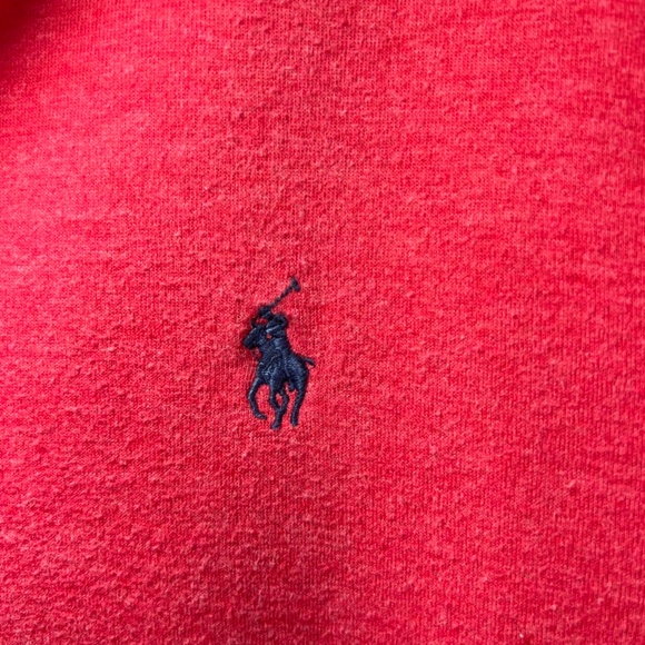 Polo Ralph Lauren Men's 1/4 Zip Pullover Sweatshirt Red Heather Blue Pony Medium - Picture 5 of 13